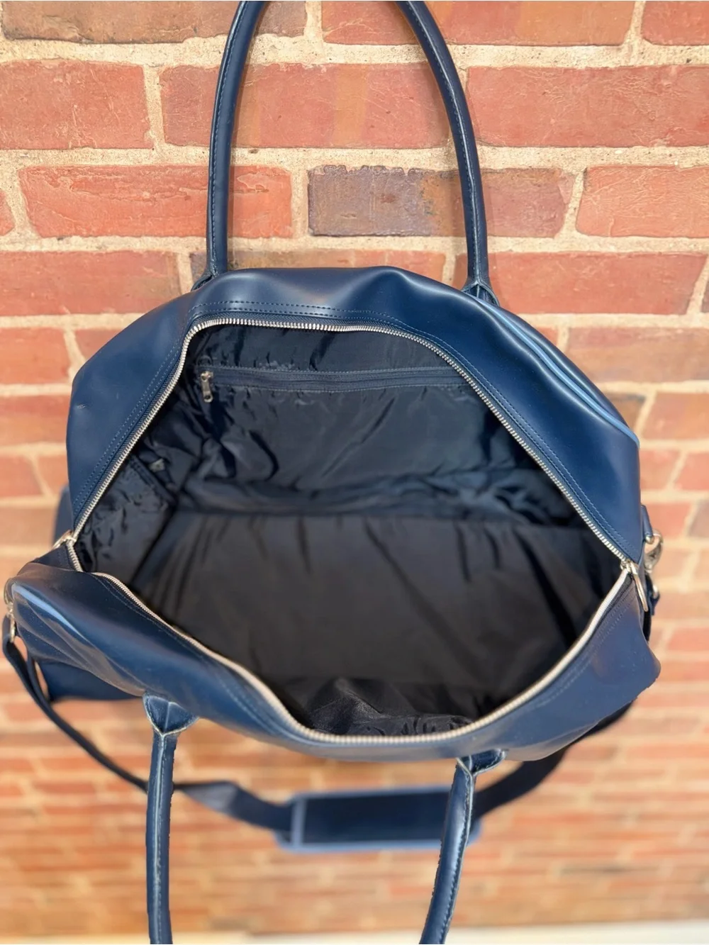 Structure Navy Duffel with White Logo and Adjustable Strap